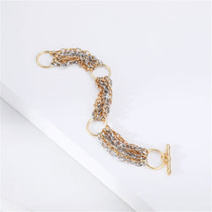 Two-Tone Cable Chain Circle Layered Bracelet
