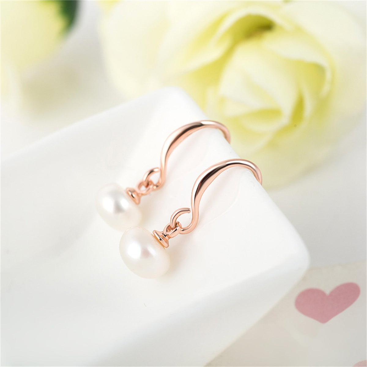 Pearl & 18K Rose Gold-Plated Drop Earrings