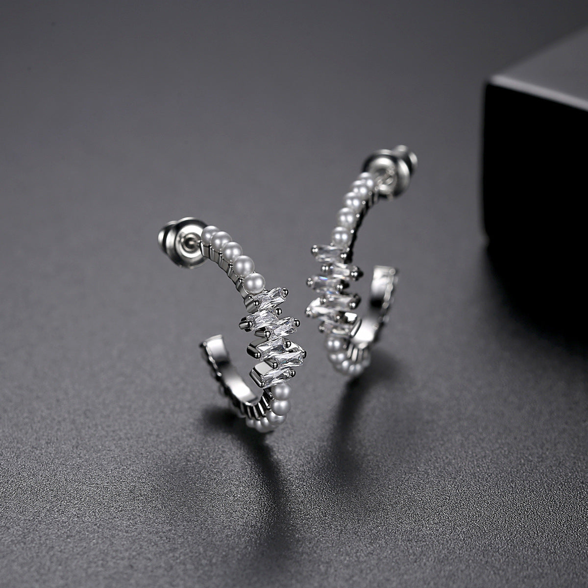 Crystal & Pearl Silver-Plated Hoop Earrings