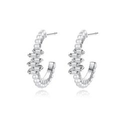 Crystal & Pearl Silver-Plated Hoop Earrings