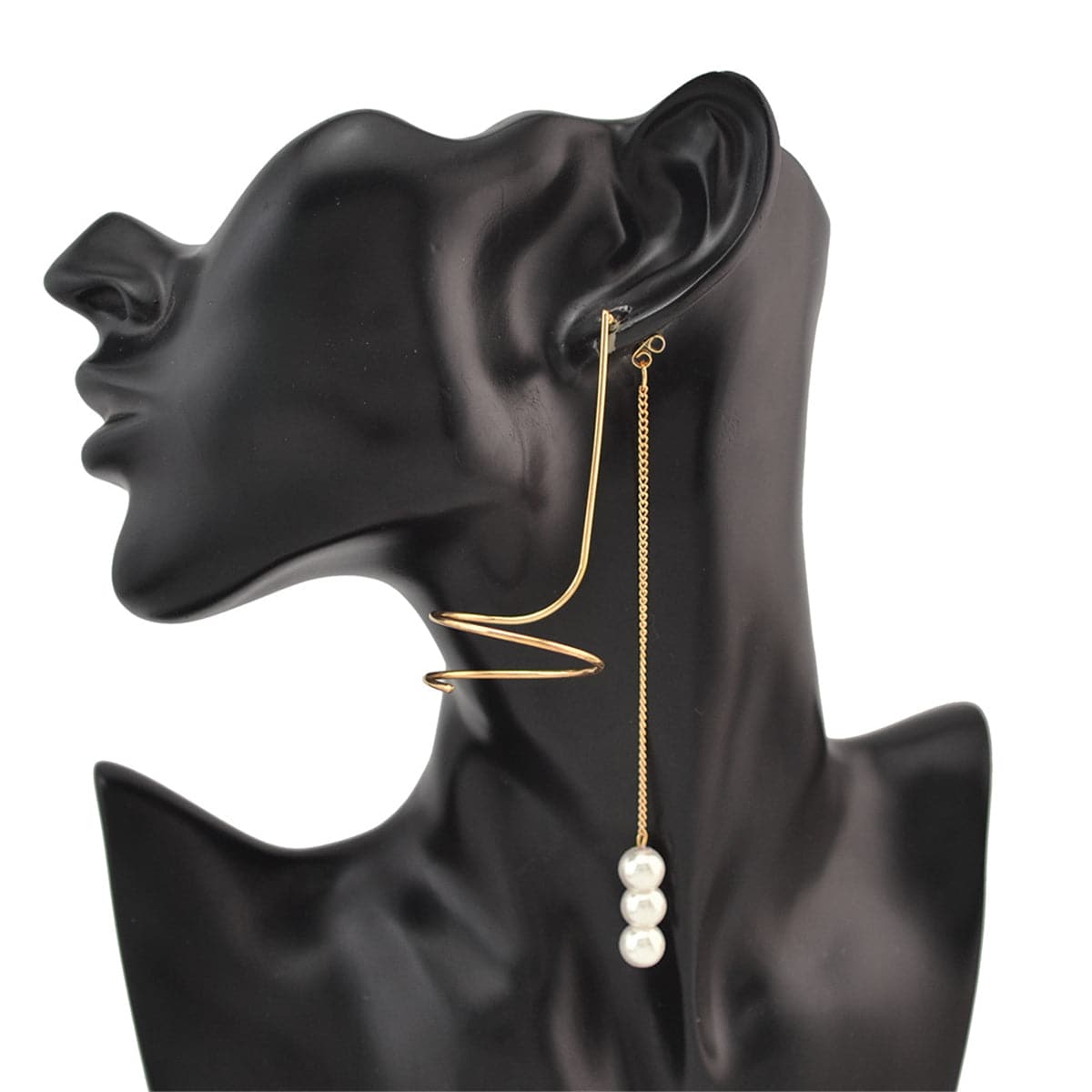 Pearl & 18K Gold-Plated Swirl Ear Jackets