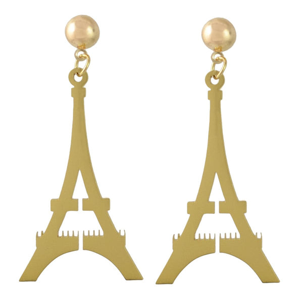Goldtone Eiffel Tower Drop Earrings