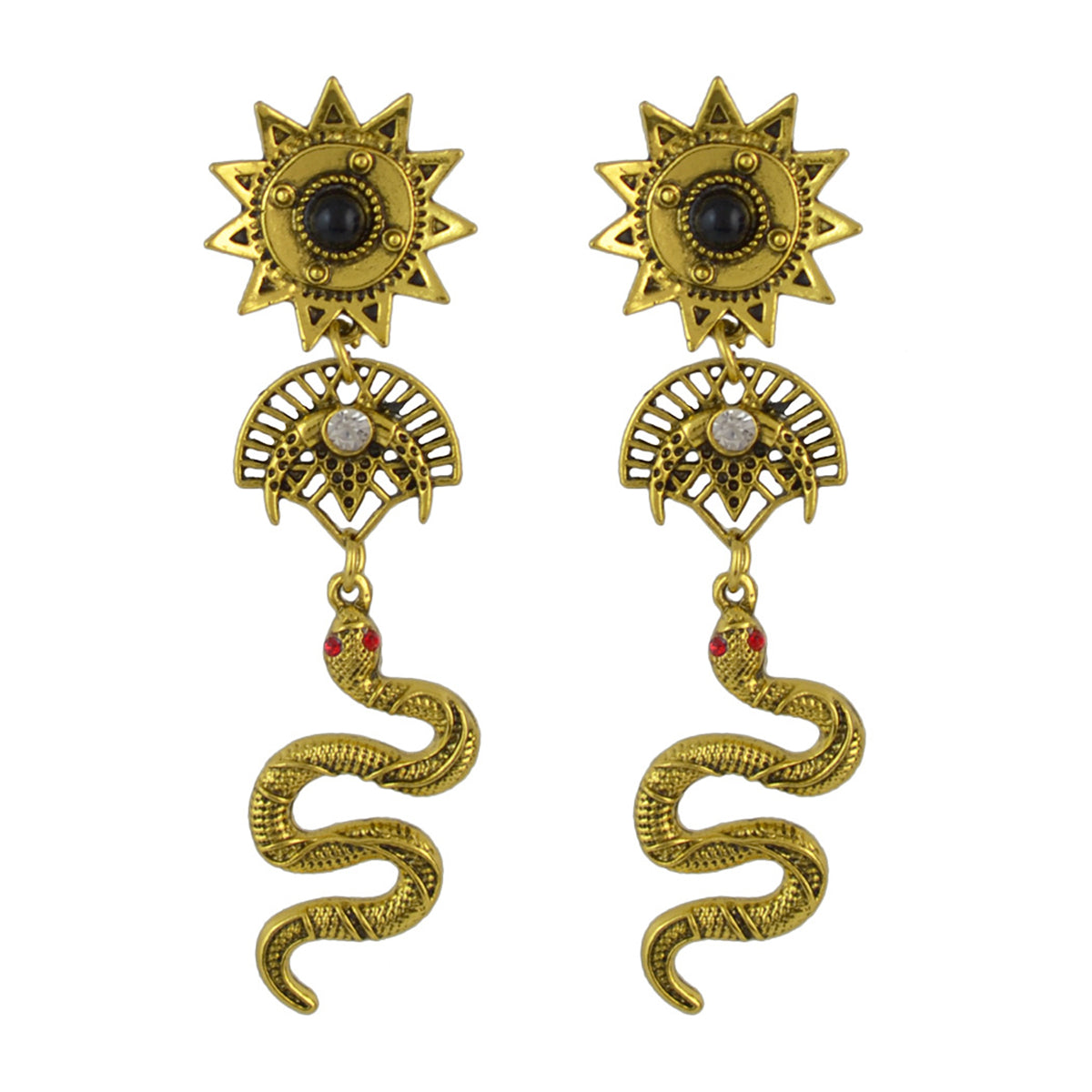 Cubic Zirconia & 18K Gold-Plated Snake Totem Drop Earrings