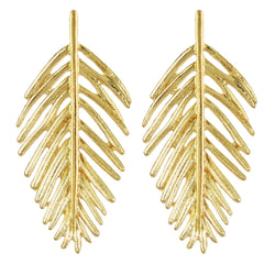 18k Gold-Plated Leaves Drop Earrings - streetregion