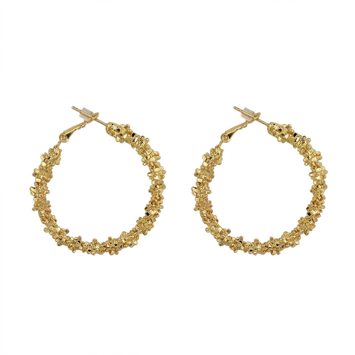 18k Gold-Plated Twisted Hoop Earrings - streetregion