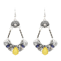 Cubic Zirconia & Silver-Plated Hanging Arch Drop Earrings