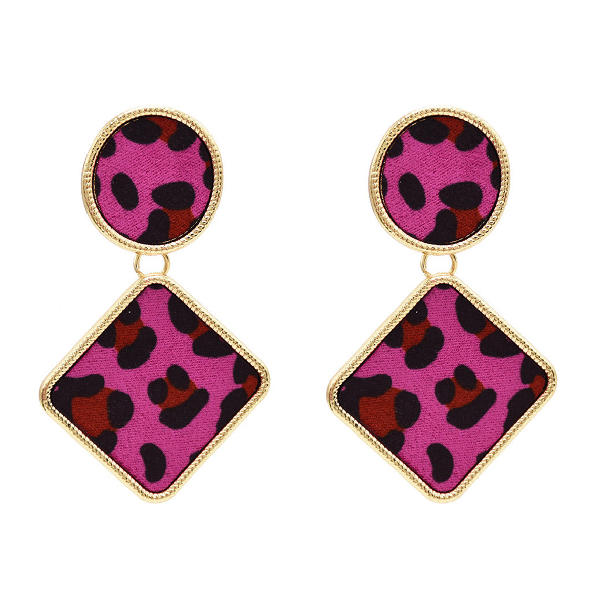 Rose Gabardine & 18K Gold-Plated Leopard Print Drop Earrings