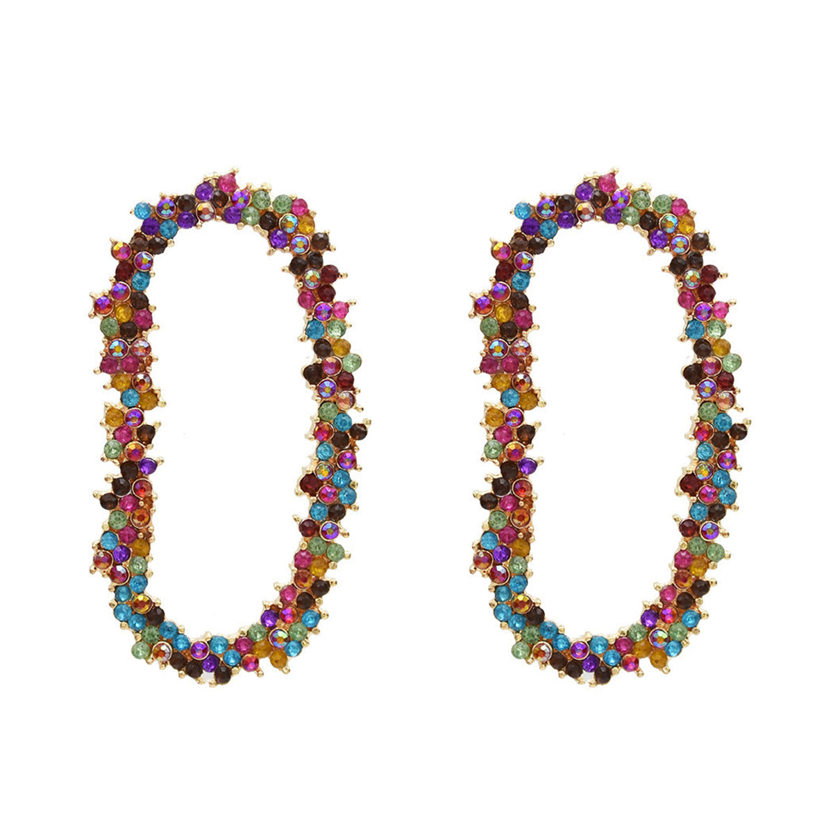 Bright-Tone Cubic Zirconia Oval Drop Earrings