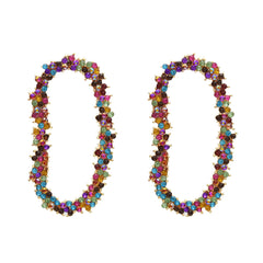 Bright-Tone Cubic Zirconia Oval Drop Earrings