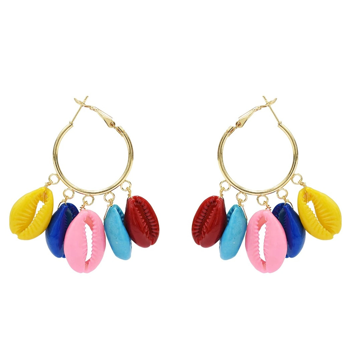 Bright-Tone Shell & 18K Gold-Plated Hoop Earrings
