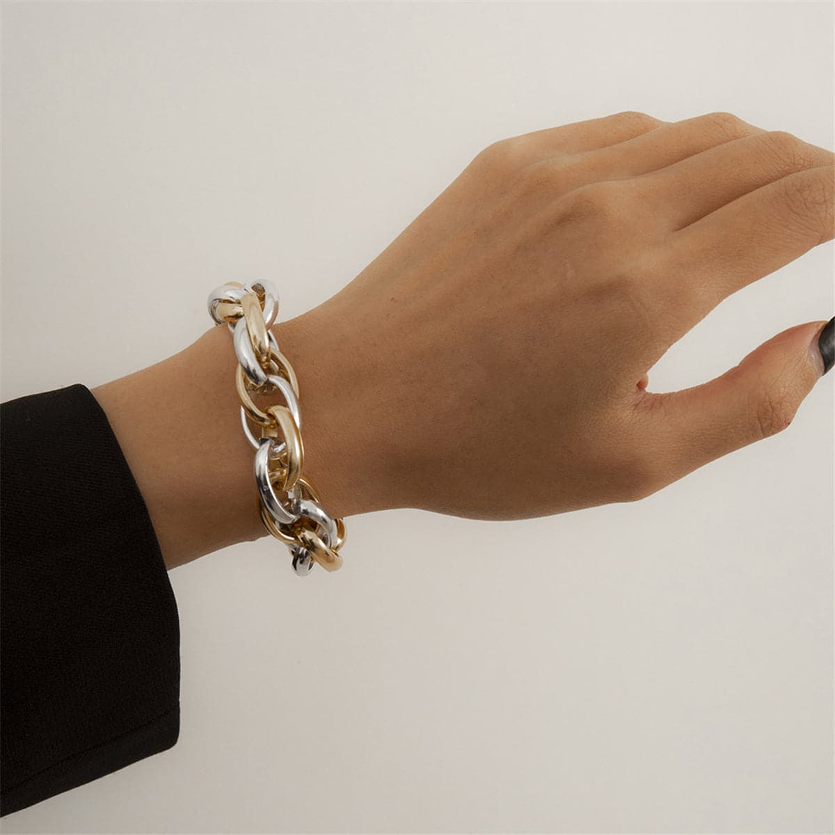 Two-Tone Crossing Bracelet, bracelet for women, elegant gift for her, front view