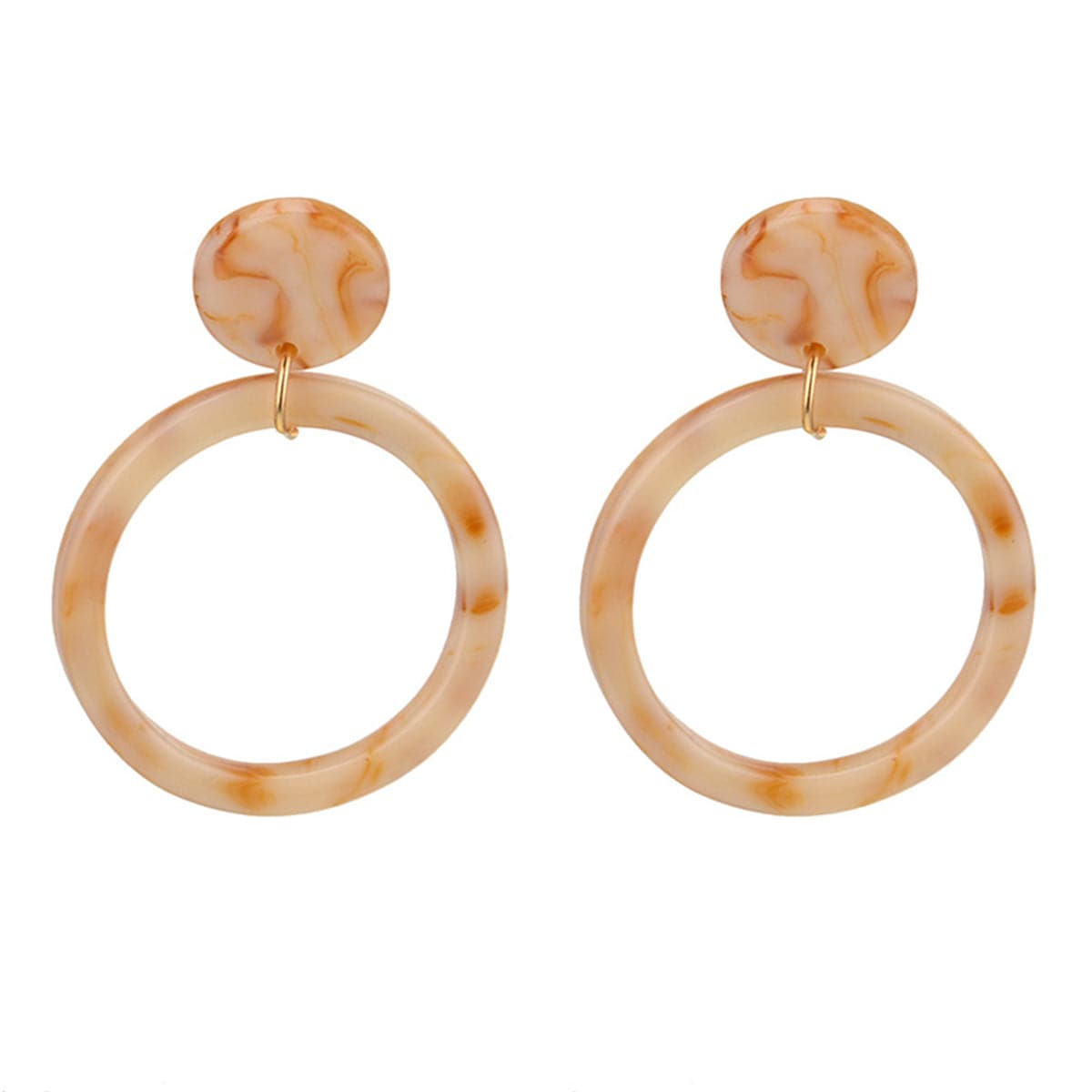 Beige & 18k Gold-Plated Circle Drop Earrings - streetregion