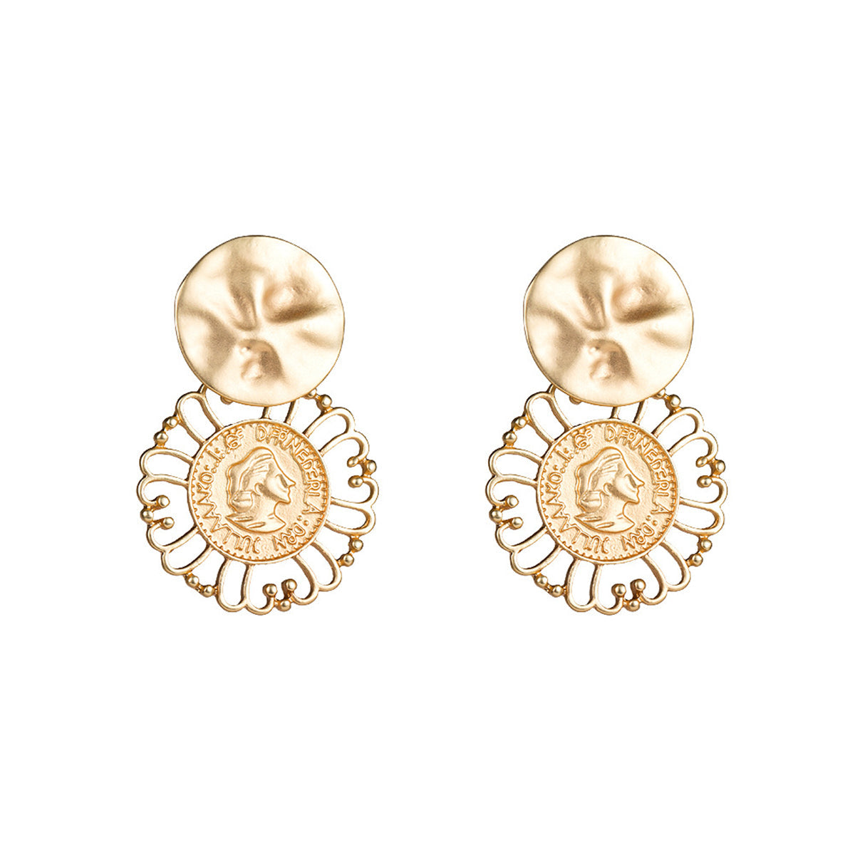 18K Gold-Plated Queen Coin Drop Earrings