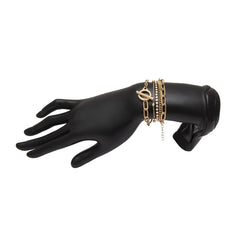 Cubic Zirconia & 18K Gold-Plated Five-Piece Tennis Figaro Bracelet Set