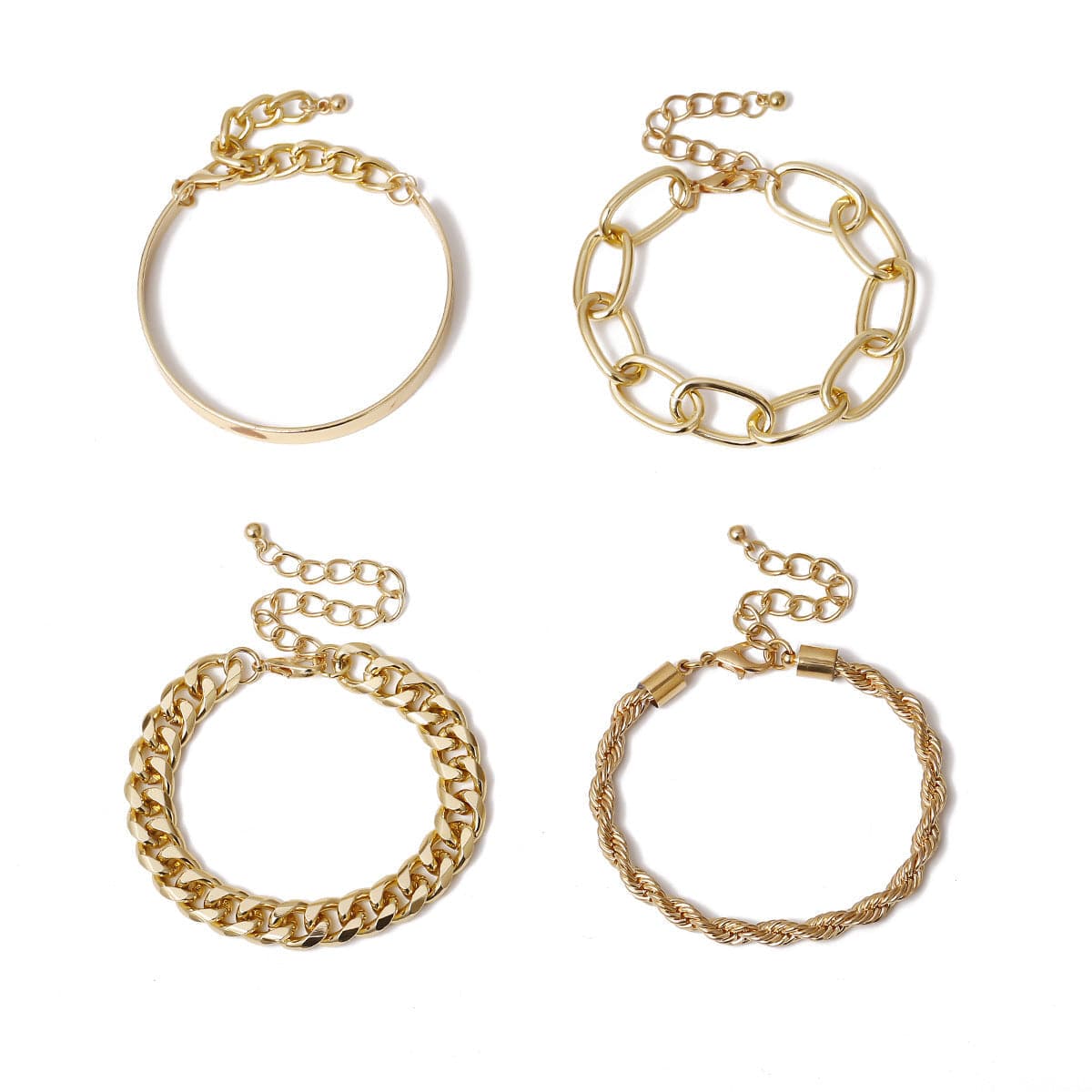 18K Gold-Plated Curb Chain Bracelet Set