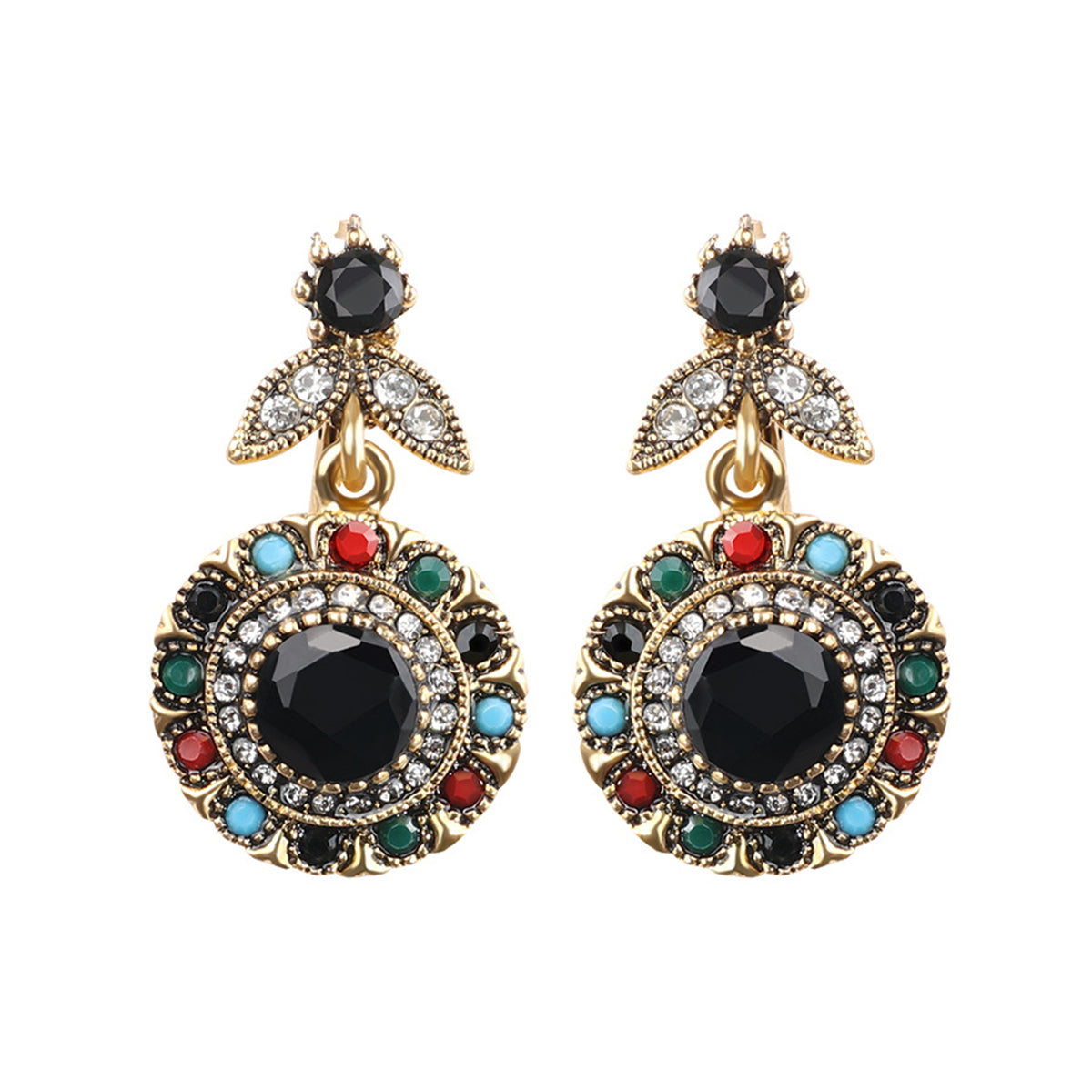 Black and Cubic Zirconia Botany Drop Earrings, drop earrings for women, botanical inspired, lifestyle look