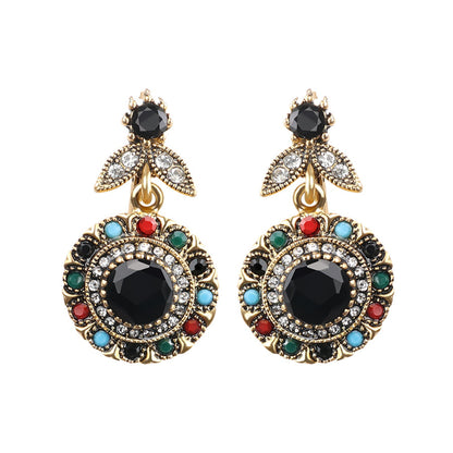 Black and Cubic Zirconia Botany Drop Earrings, drop earrings for women, botanical inspired, lifestyle look