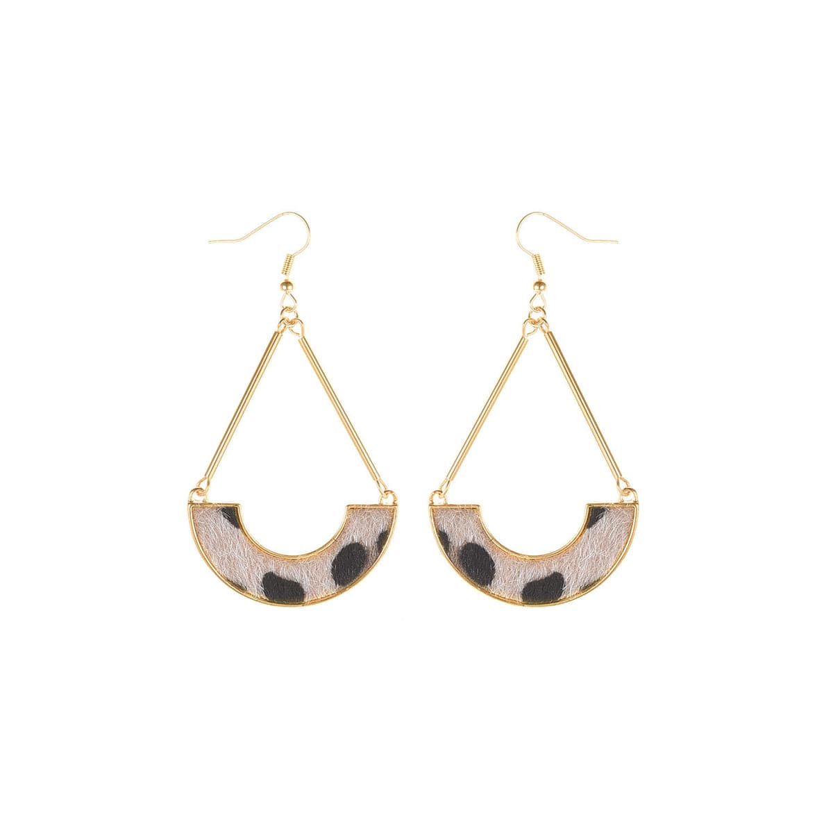 Beige Polyurethane & 18K Gold-Plated Leopard Curve Drop Earrings