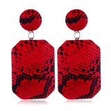 Red Serpentine Geometric Drop Earrings