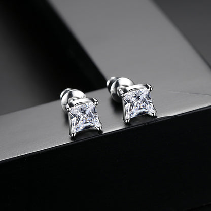 Crystal and Silver-Plated Stud Earrings, silver stud earrings for women, botanical inspired, front view