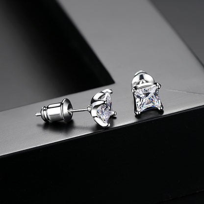 Crystal and Silver-Plated Stud Earrings, silver stud earrings for women, botanical inspired, side view