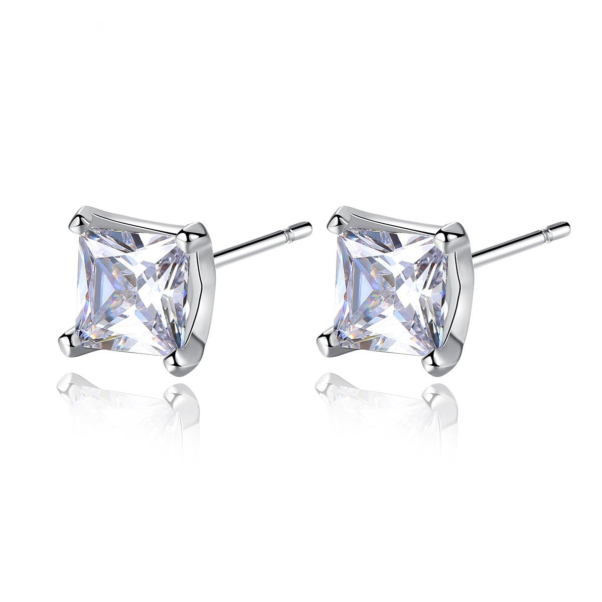 Crystal and Silver-Plated Stud Earrings, silver stud earrings for women, botanical inspired, detail close-up