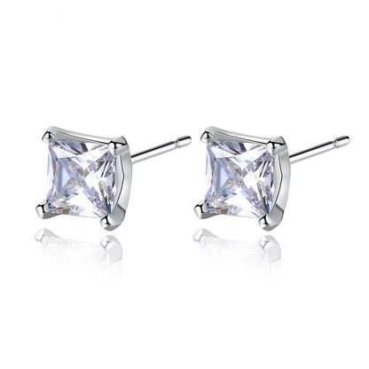 Crystal and Silver-Plated Stud Earrings, silver stud earrings for women, botanical inspired, detail close-up