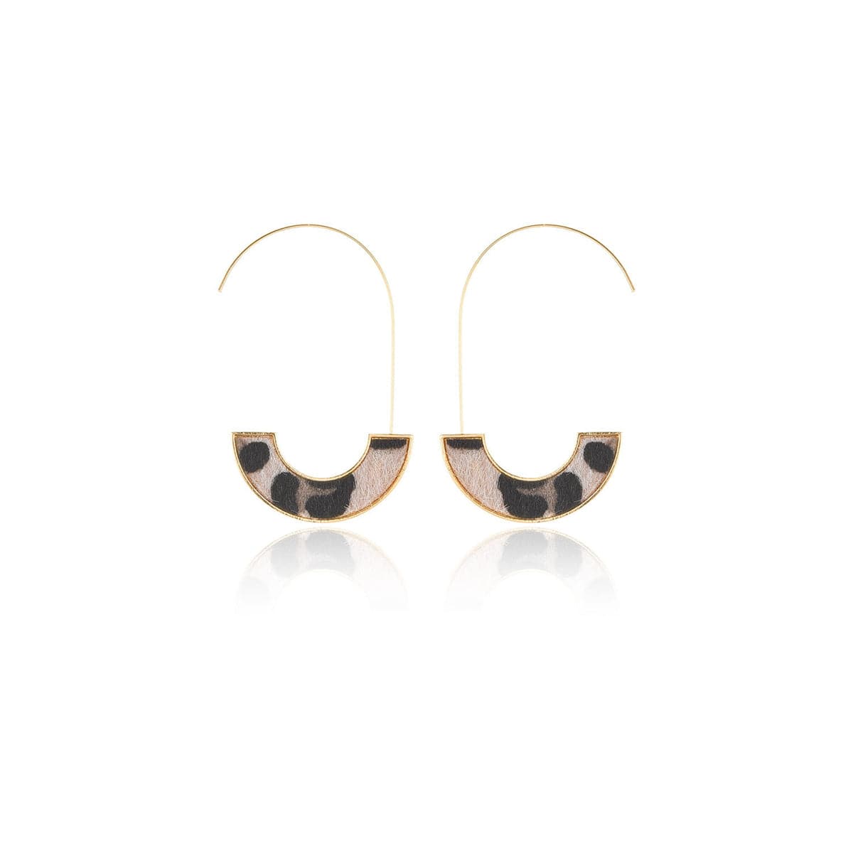 Beige Polyurethane & 18K Gold-Plated Leopard Hook Drop Earrings