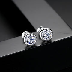 Cubic Zirconia & Silver-Plated Round Stud Earrings