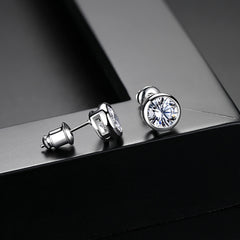 Cubic Zirconia & Silver-Plated Round Stud Earrings