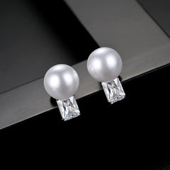 Pearl & Crystal Silver-Plated Stud Earrings