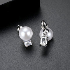 Pearl & Crystal Silver-Plated Stud Earrings