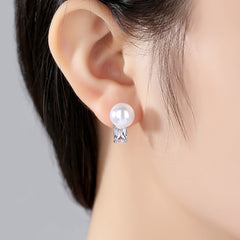 Pearl & Crystal Silver-Plated Stud Earrings