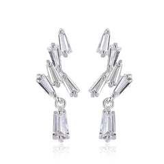 Crystal & Silver-Plated Cluster Drop Earrings