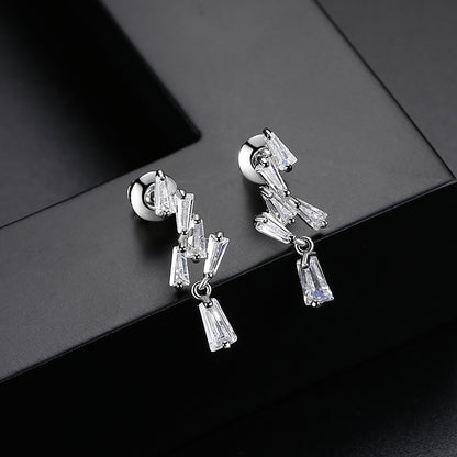 Crystal and Silver-Plated Cluster Drop Earrings, silver drop earrings for women, botanical inspired, side view