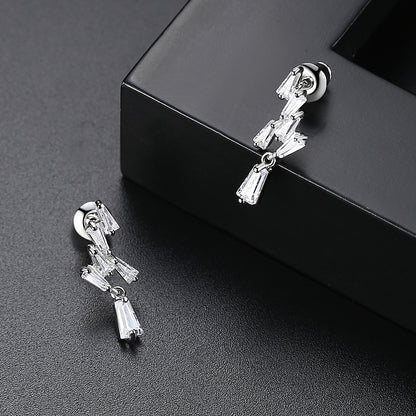 Crystal and Silver-Plated Cluster Drop Earrings, silver drop earrings for women, botanical inspired, detail close-up