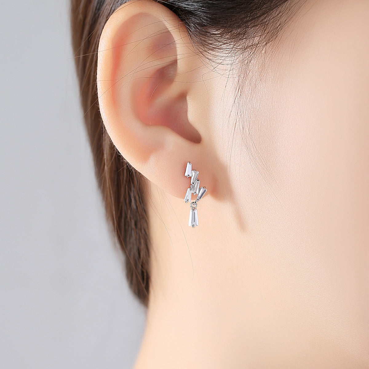 Crystal and Silver-Plated Cluster Drop Earrings, silver drop earrings for women, botanical inspired, lifestyle look