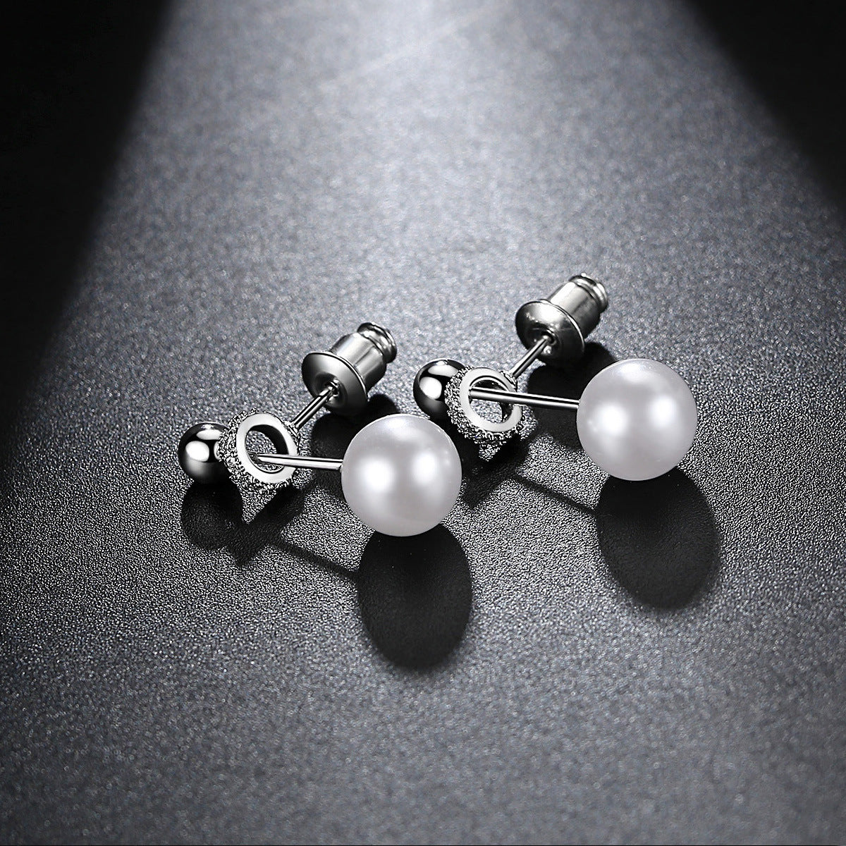 Pearl and Cubic Zirconia Interlocked Drop Earrings, drop earrings for women, elegant gift for her, detail close-up