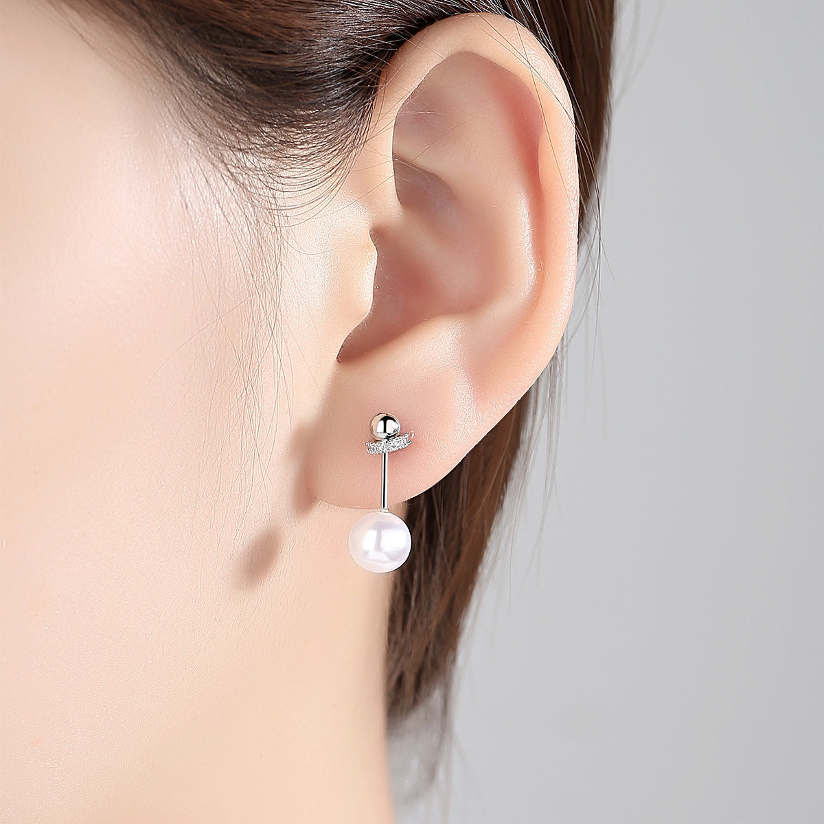 Pearl and Cubic Zirconia Interlocked Drop Earrings, drop earrings for women, elegant gift for her, lifestyle look