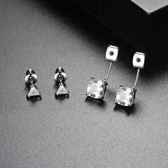 Crystal & Silver-Plated Triangle Ear Jackets