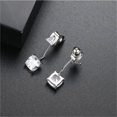 Crystal & Silver-Plated Triangle Ear Jackets