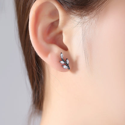 Crystal and Cubic Zirconia Branch Stud Earring and Ear Cuff, stud earrings for women, botanical inspired, lifestyle look