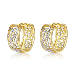 Two-Tone Scroll Huggie Earrings