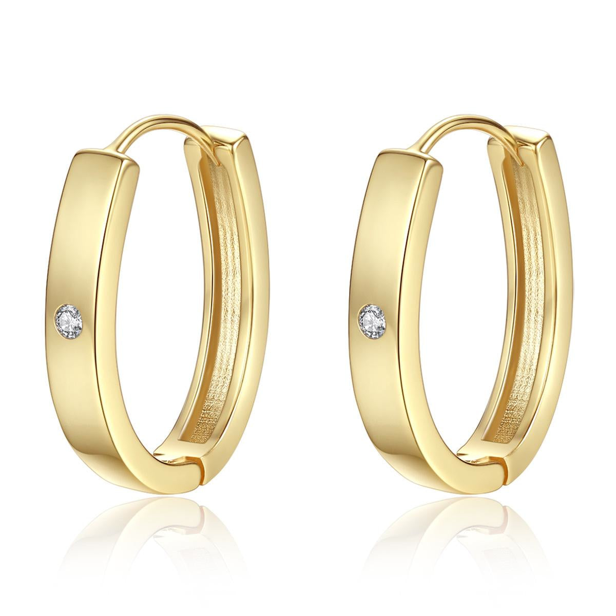Cubic Zirconia and 18K Gold-Plated Hoop Earrings, gold huggie earrings, elegant gift for her, side view