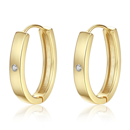 Cubic Zirconia and 18K Gold-Plated Hoop Earrings, gold huggie earrings, elegant gift for her, side view