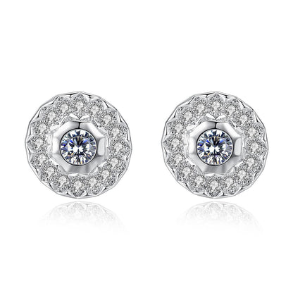 Crystal and Cubic Zirconia Round Stud Earrings, stud earrings for women, vintage-inspired design, front view