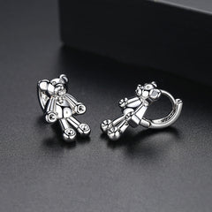 Silver-Plated Bear Huggie Earrings