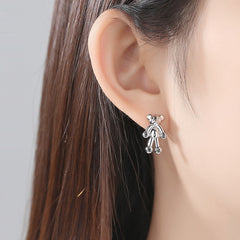 Silver-Plated Bear Huggie Earrings