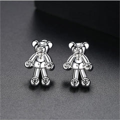 Silver-Plated Bear Huggie Earrings