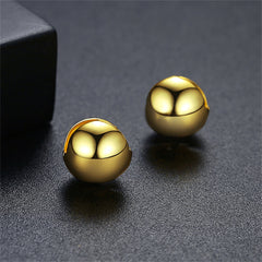 Stunning 18K gold-plated ball huggie earrings, a chic accessory for everyday elegance and style.